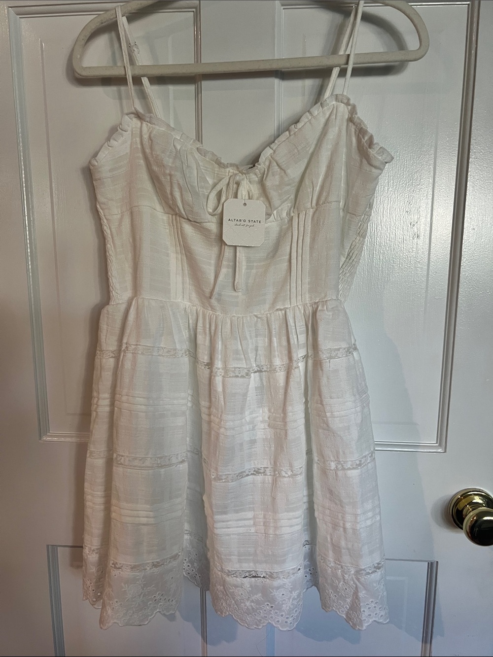 Altar'd State White Eyelet Tie-Front Sundress